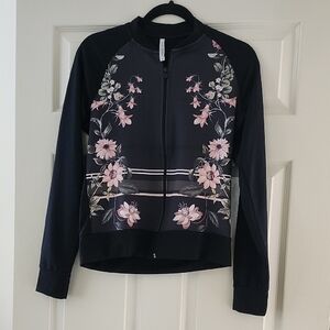 Floral Women's Bomber Jacket in Black and Pink